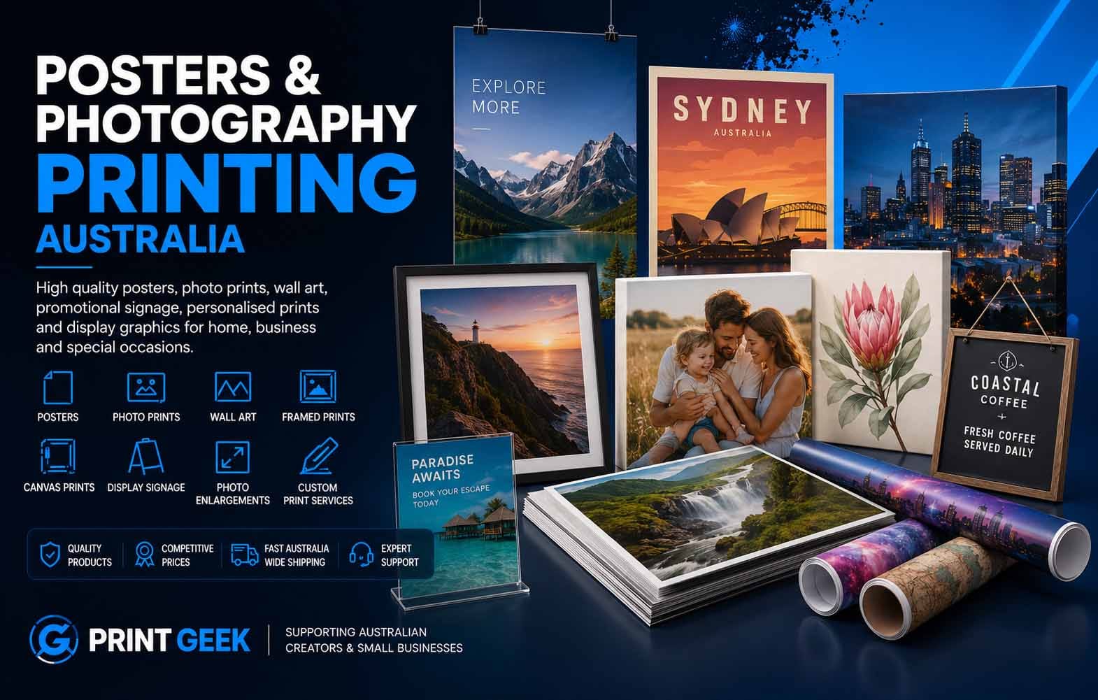 Posters and photography printing category at Print Geek